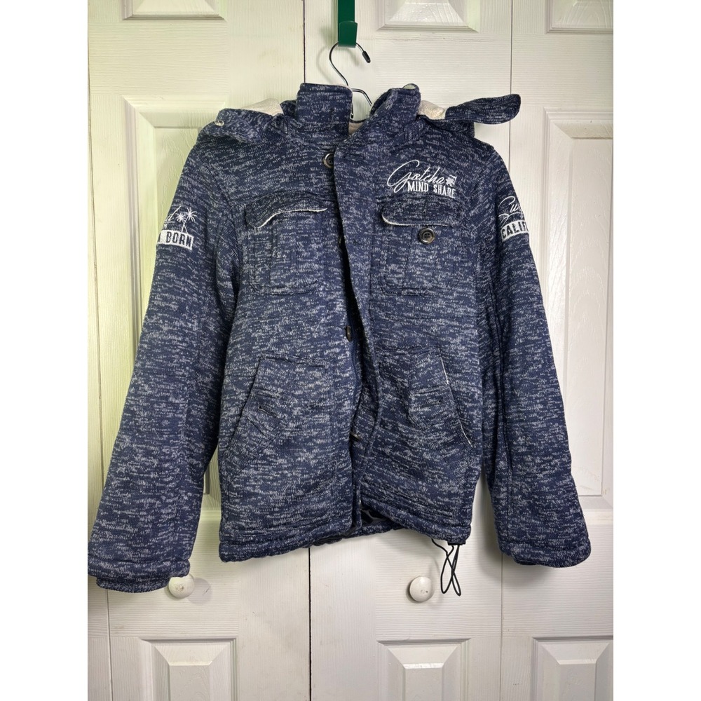 Vintage Gotcha Mind Share‎ California Born Surf Hard Blue Knit Jacket